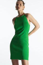 Schickes, figurbetontes, ärmelloses Minikleid aus Rippstrick mit Rundhalsausschnitt - Grün